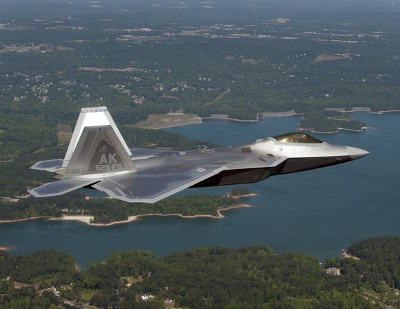 A Lockheed Martin F-22 in flight.