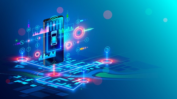 An artist's depiction of a connected car.