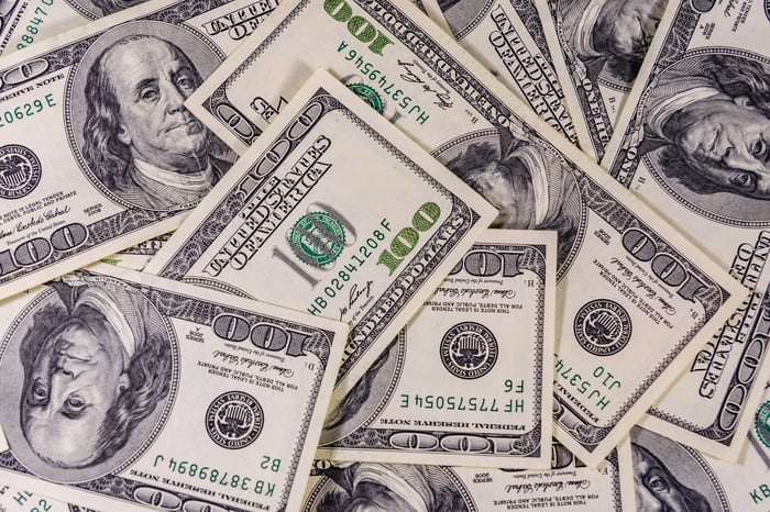 Pile of hundred-dollar bills