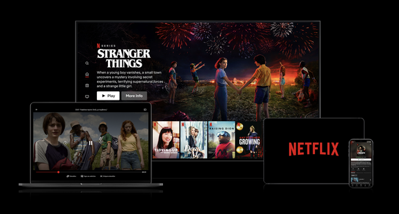 A TV and mobile devices displaying Netflix content.