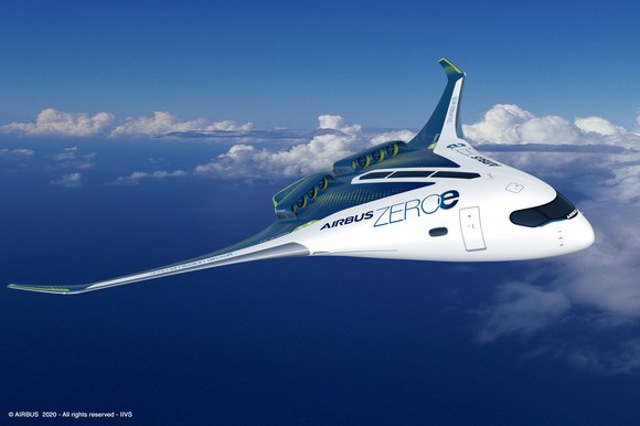 Artist rendering of Airbus' zero emission design.