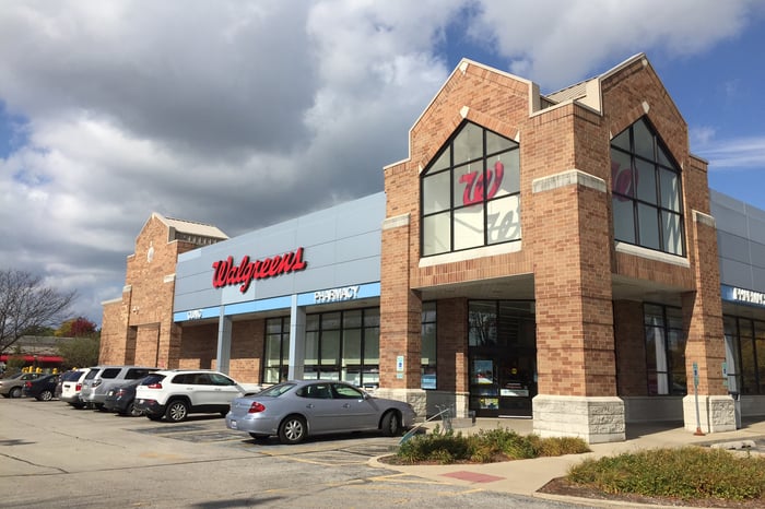 Exterior of a Walgreens pharmacy.