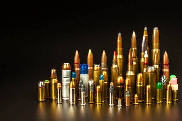 Colorful display of ammunition in different shapes and sizes