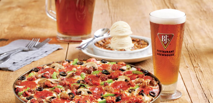 A pizza and beer from BJ's.