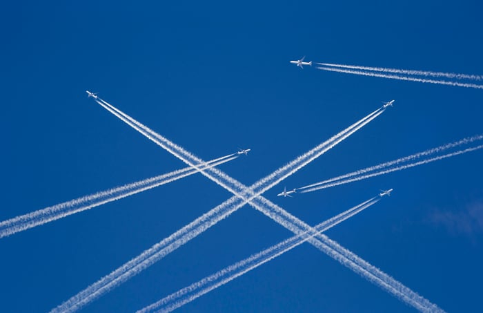 Jet planes flying. 