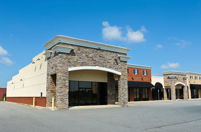 A vacant shopping center.