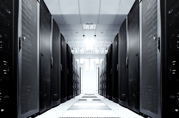 A data center hallway.