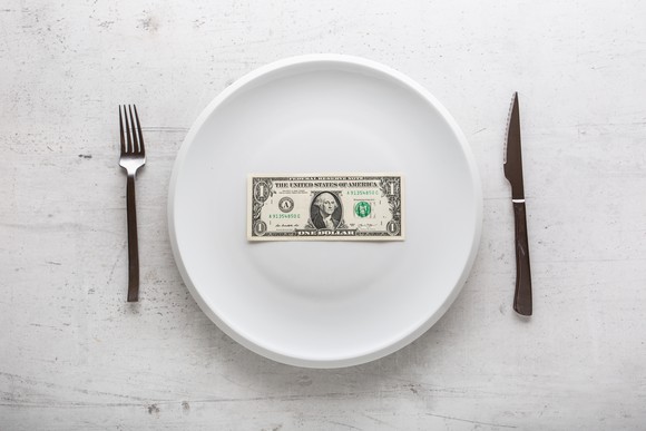 Dollar bill on a plate