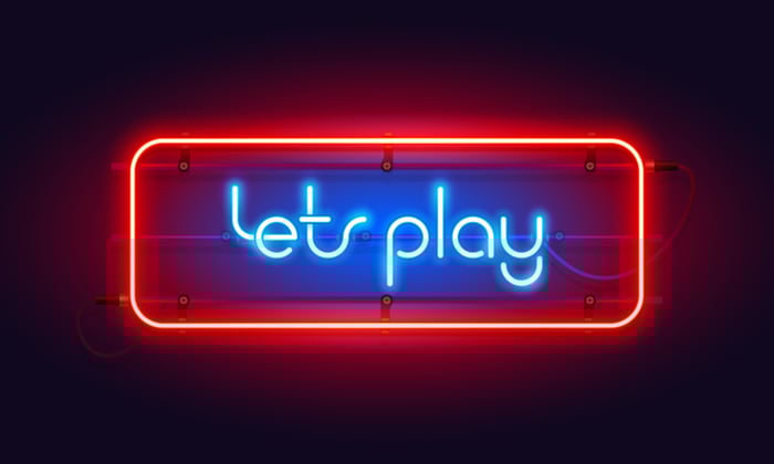 A neon light display reading