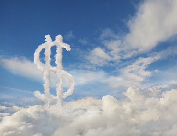 A cloud in the shape of a dollar sign.