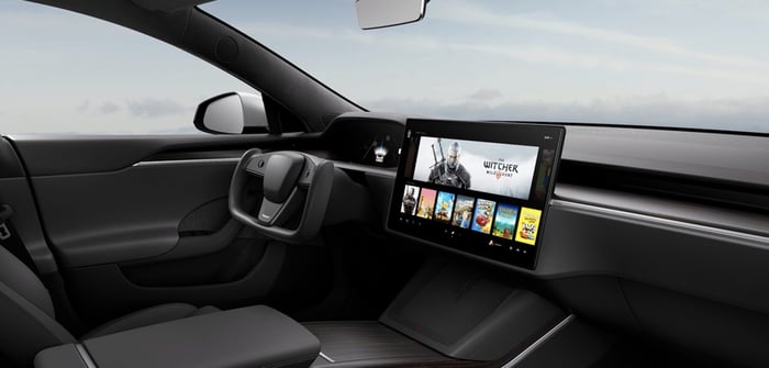 Interior of the redesigned Tesla Model S.
