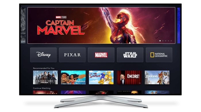 The Disney+ app displayed on a smart TV.