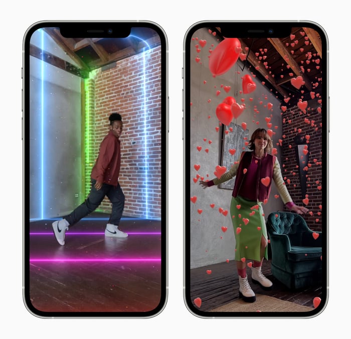 iPhones with augmented reality features.