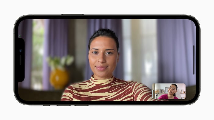 Two women using Apple's FaceTime app.