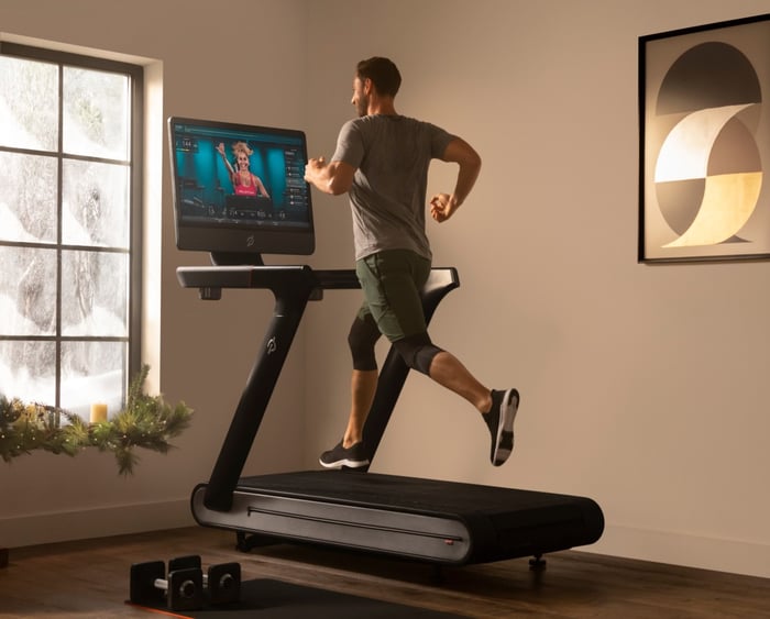 Man running on a treadmill