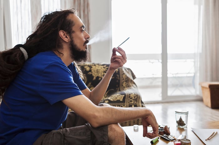 Smoking a high-concentration marijuana joint. 