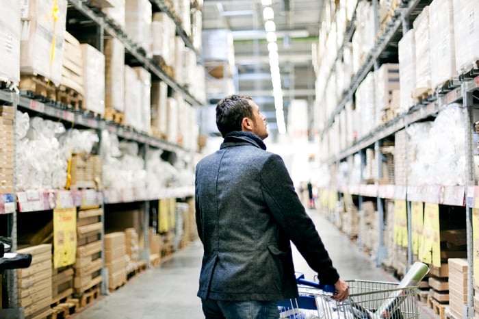 Man shopping in warehouse club