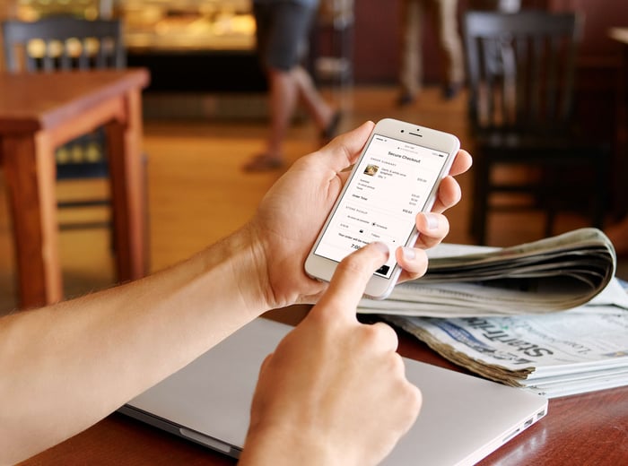 A person using a smartphone.