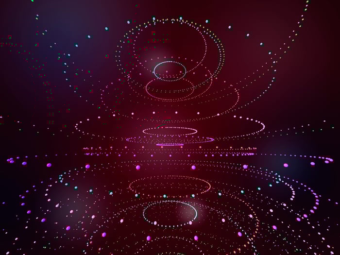 Concept of an artificial intelligence network in cyberspace.