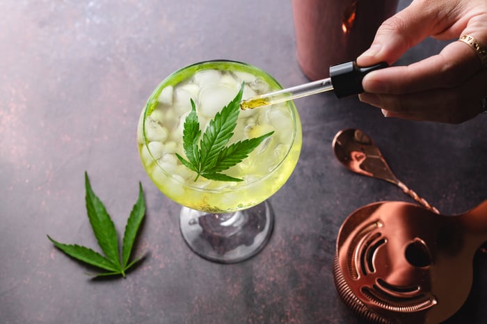 Cannabis cocktail being made