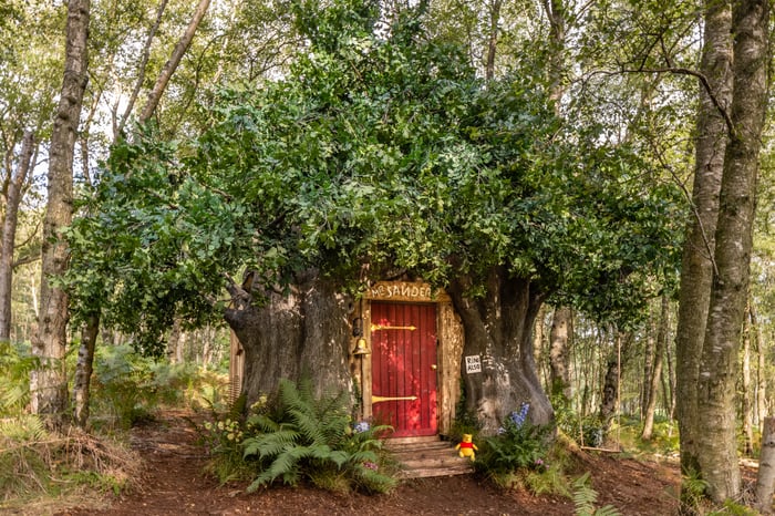 Recreation of Winnie-the-Pooh's home in the Hundred Acre Wood, as listed on Airbnb.