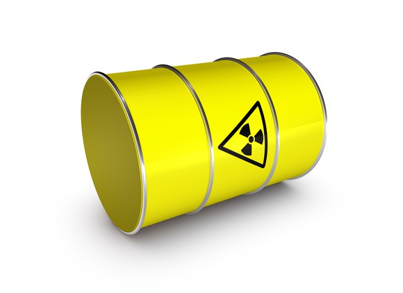 Yellow drum of toxic waste.