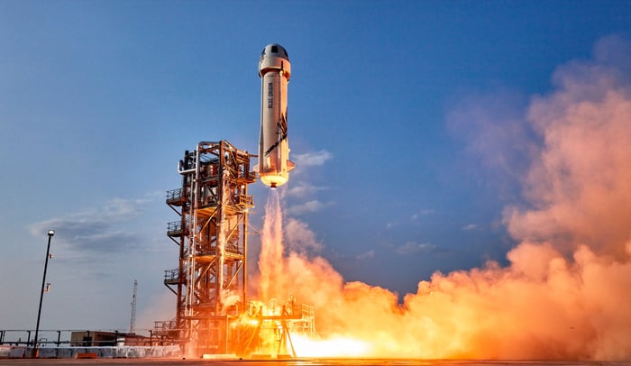 Blue Origin's New Shepard launch on July 20, 2021. 