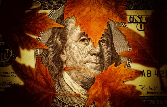 Leaves over a hundred-dollar bill.
