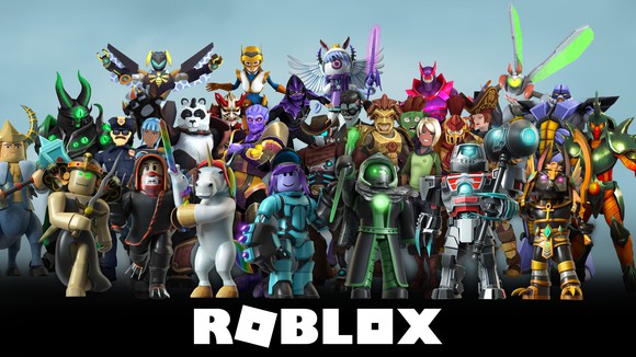 Group of fantastical avatars over company name ROBLOX.