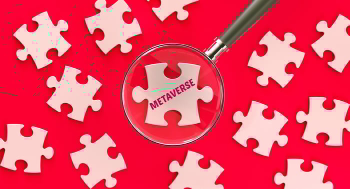 A magnifying glass over a jigsaw puzzle piece with 