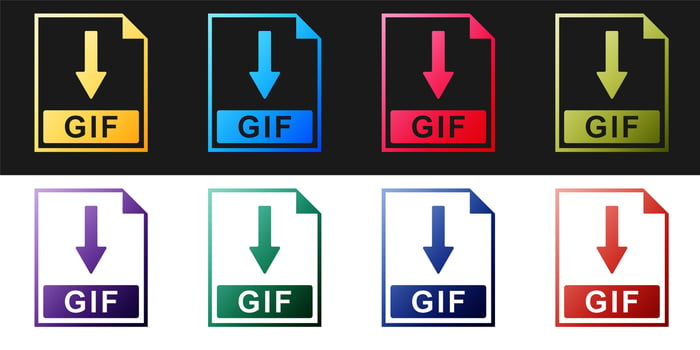 Two rows of files labeled GIF with arrows pointing down.