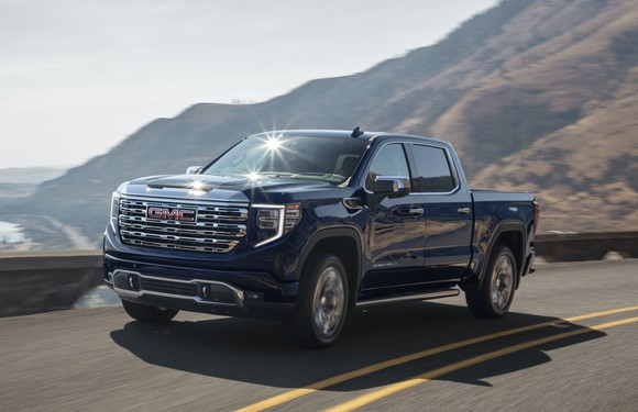 A 2022 GMC Sierra Denali, a full-size luxury pickup truck.
