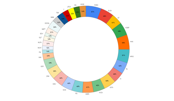 Pie chart showing portfolio allocation.