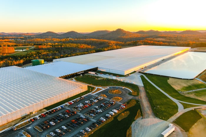 Aerial view of AppHarvest's Kentucky farm.
