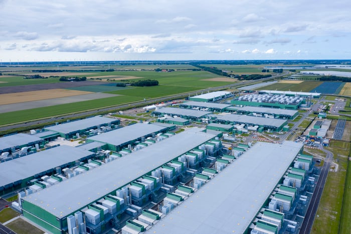 A data center facility in a rural area.