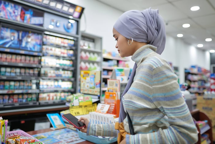 A person in a convenience store.