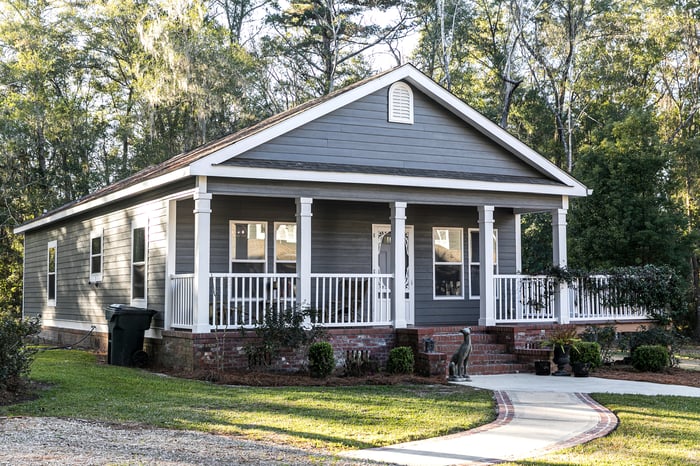 The exterior view of a house.