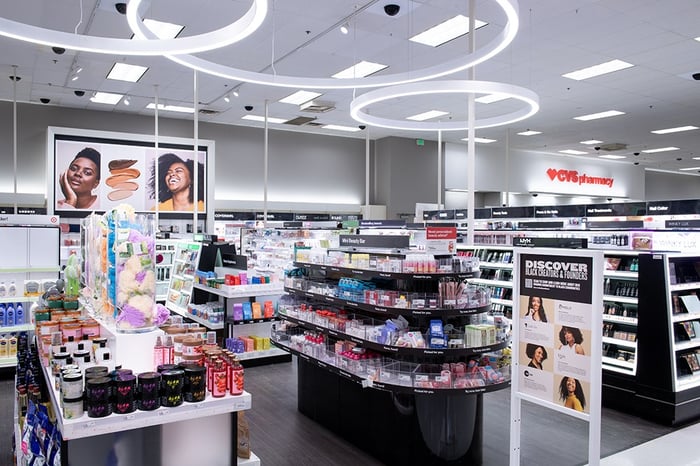 Target's beauty assortment inside a store.