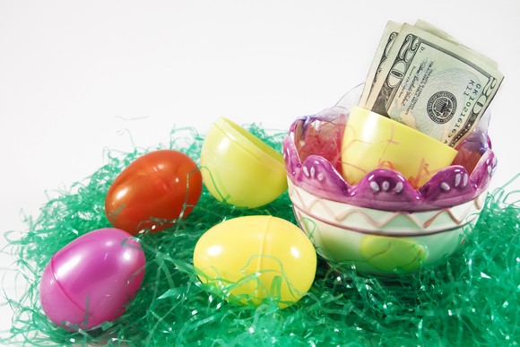 $20 bills inside an Easter egg.