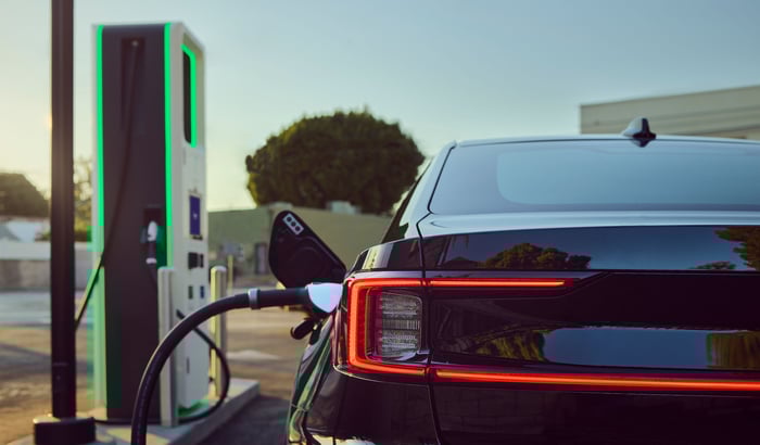 Polestar vehicle at charging station.