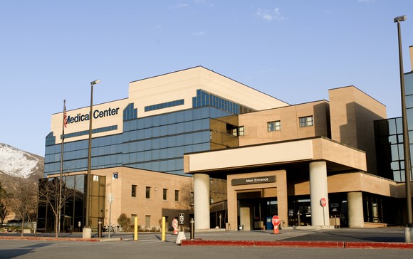 A hospital building.