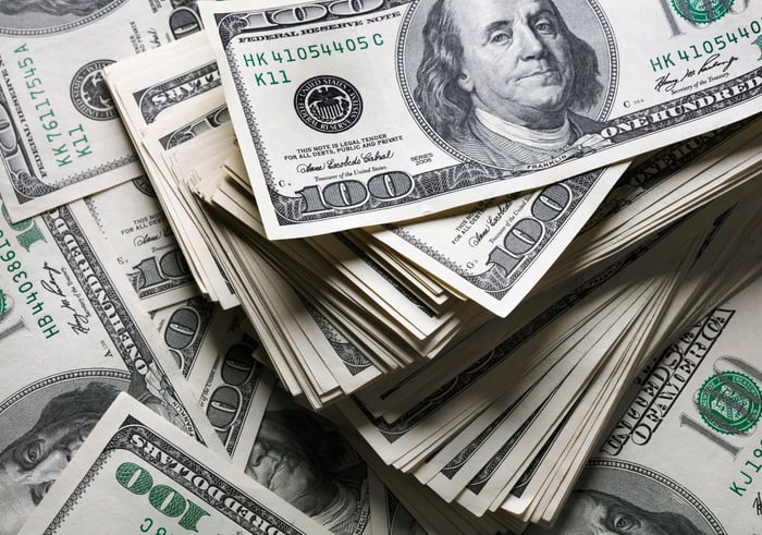 Stacks of $100 bills.