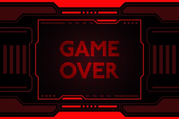 Words game over on screen.