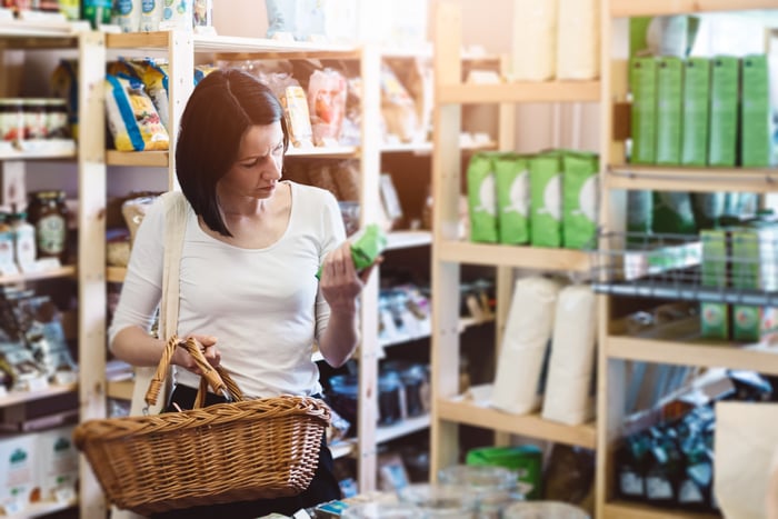 A person shops at a store.