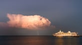 Cruise ship in cloudy weather