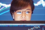 Person doing research on screen.