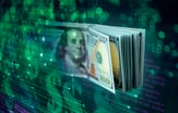 Cyber graphic with dollar bills