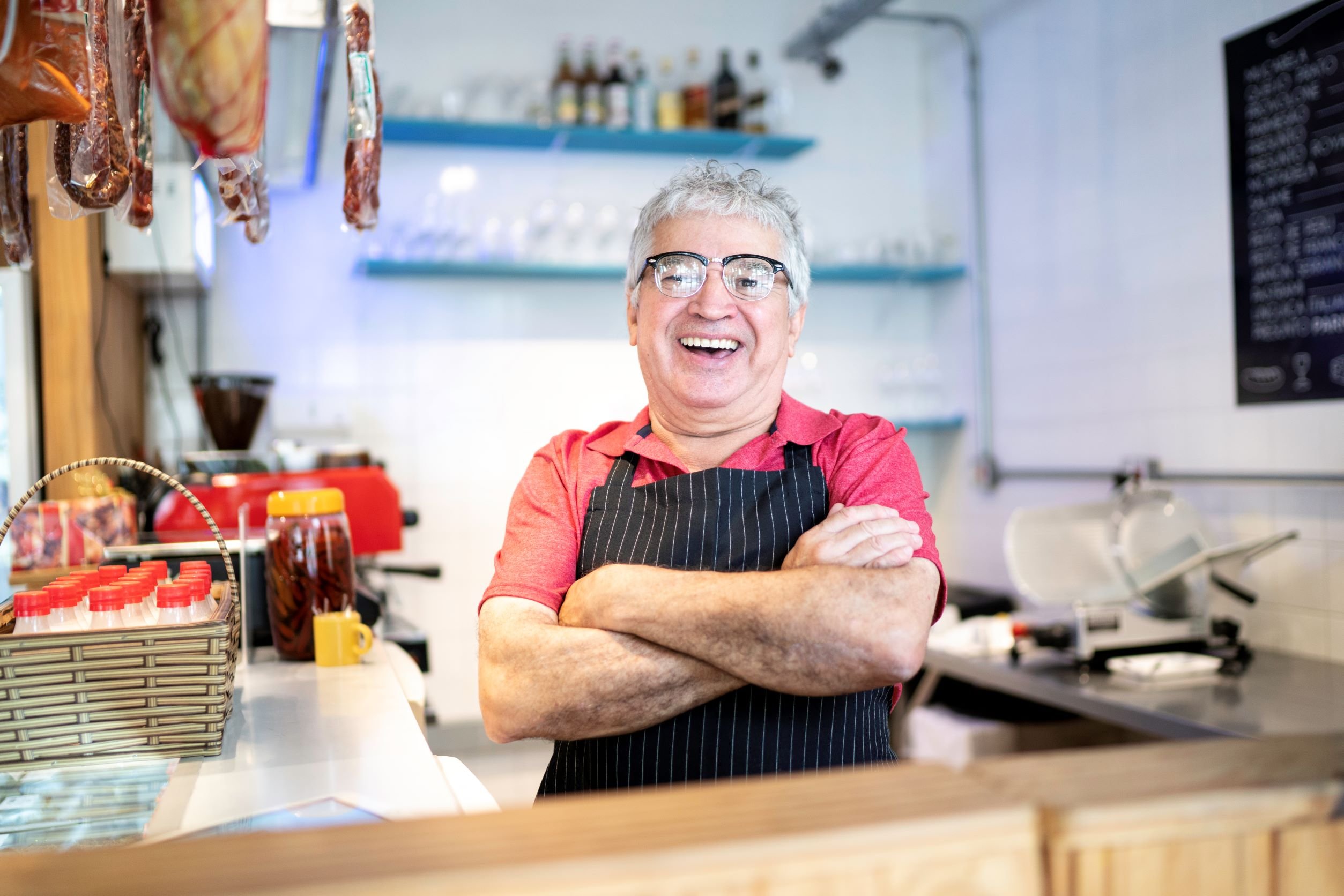 happy business owner small kitchen bar restaurant local entrepreneur