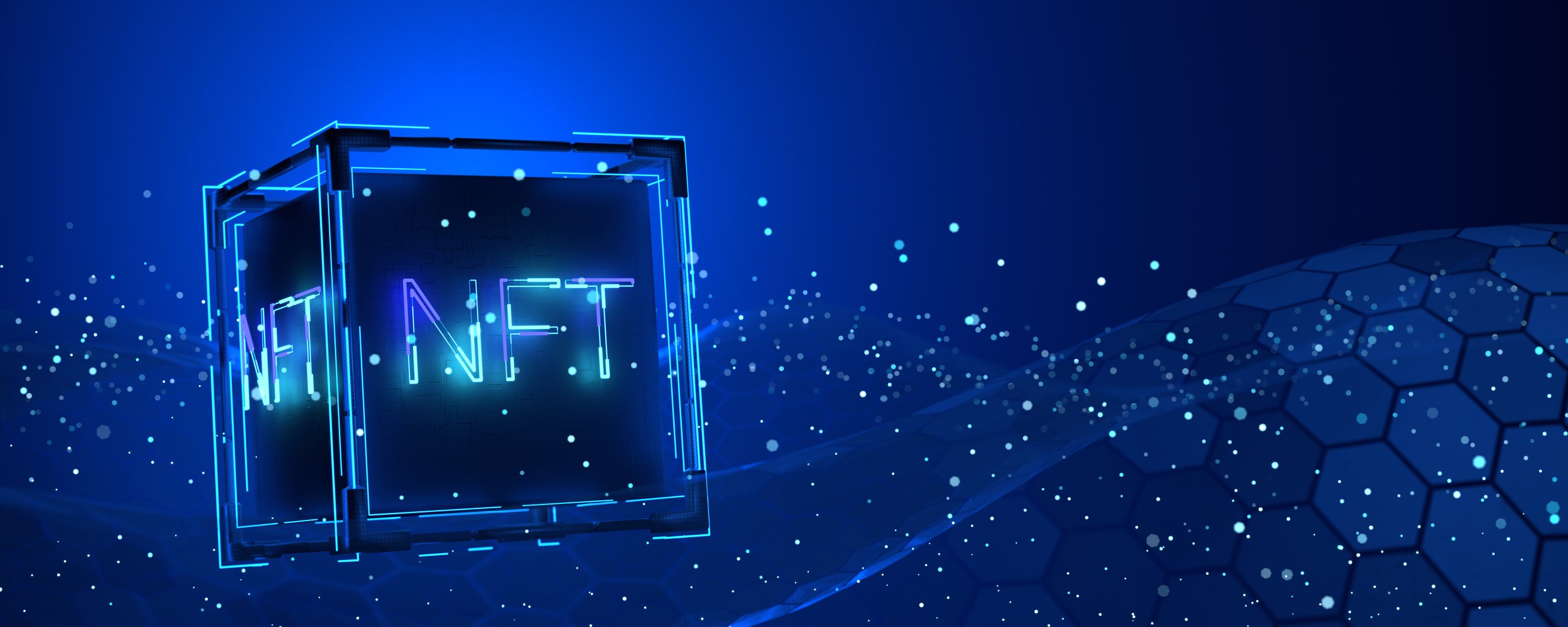 nft square on futuristic background