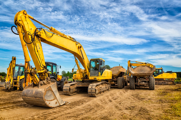 Backhoe and heavy equipment.